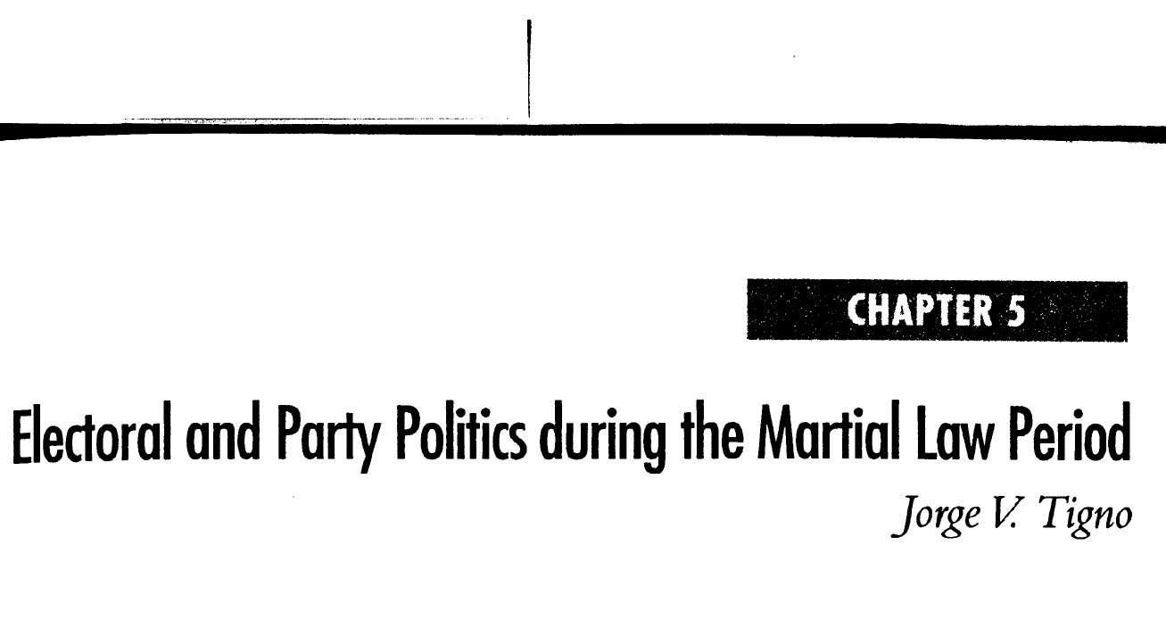 Electoral and Party Politics during the Martial Law Period (2006)