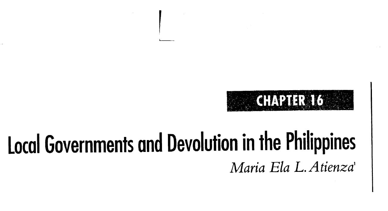 Local Governments and Devolution in the Philippines (2006)
