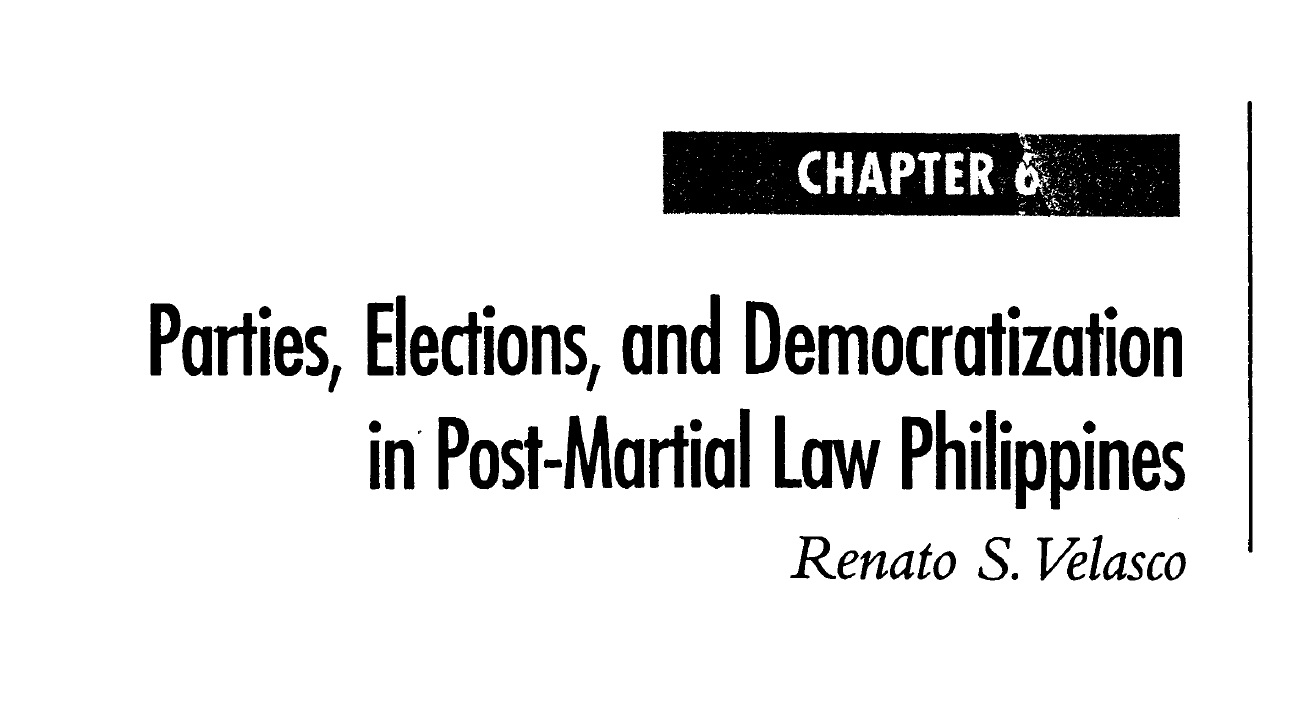 Parties, Elections, and Democratization in Post-Martial Law Philippines (2006)