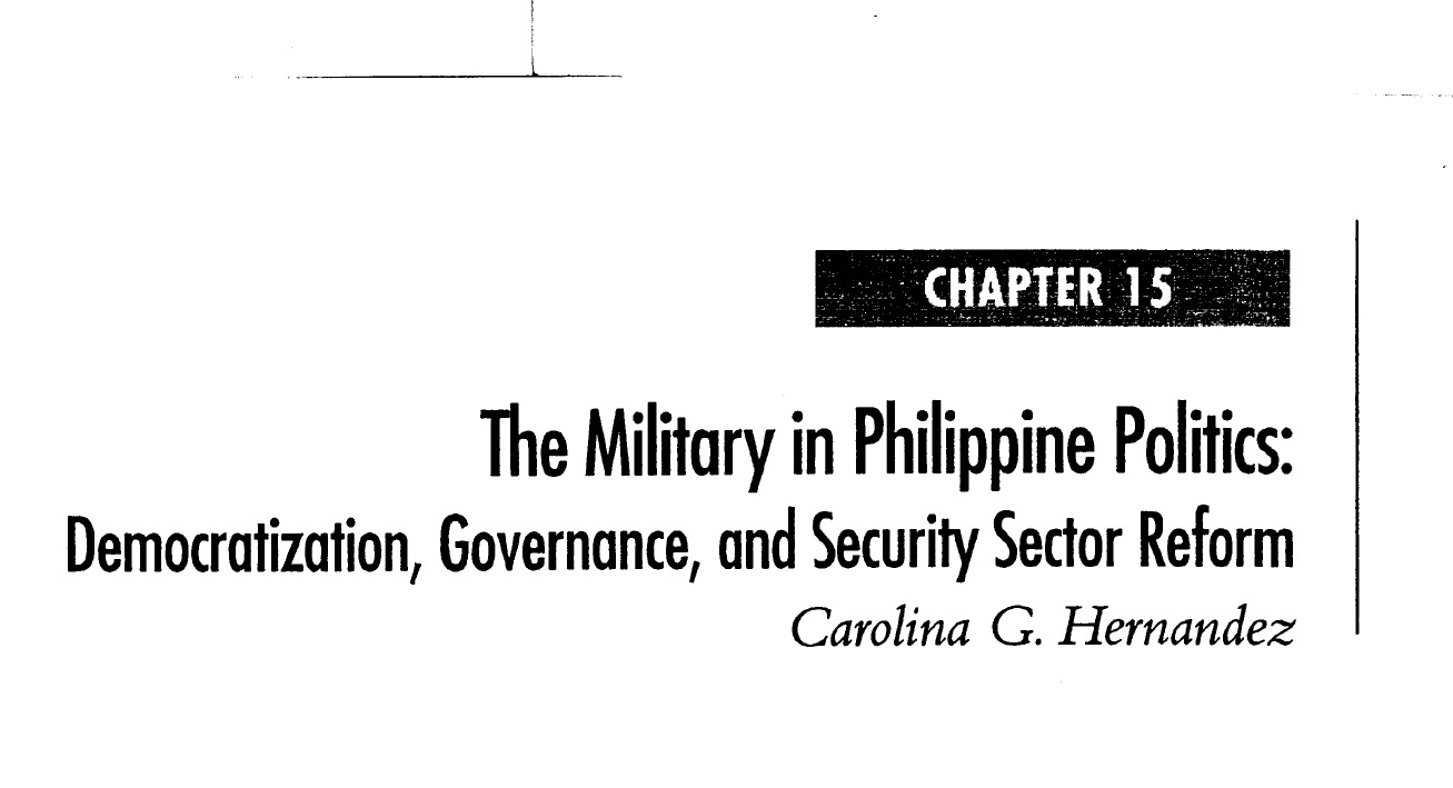 The Military in Philippine Politics Democratization, Governance, and Security Sector Reform (2006)