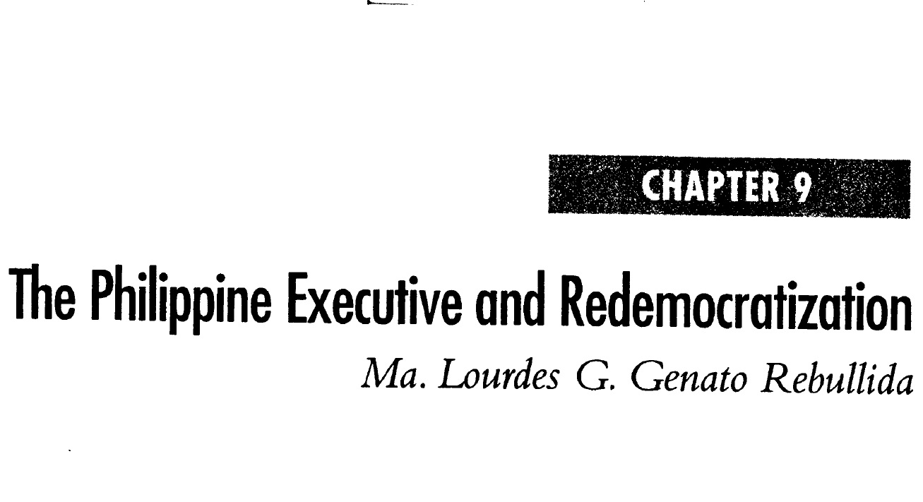 The Philippine Executive and Redemocratization (2006)