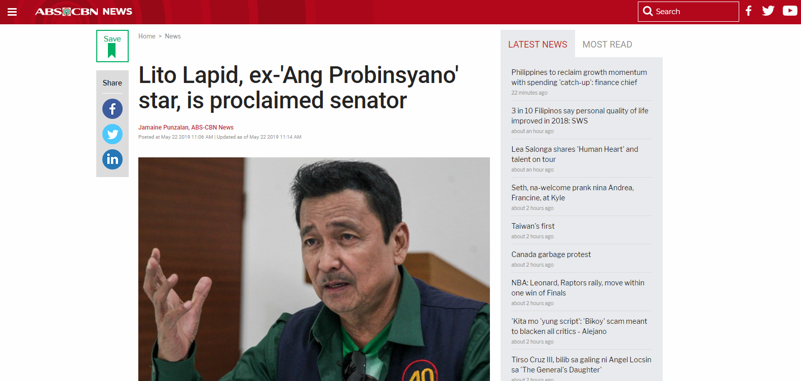 Lito Lapid, ex-’Ang Probinsyano’ star, is proclaimed senator