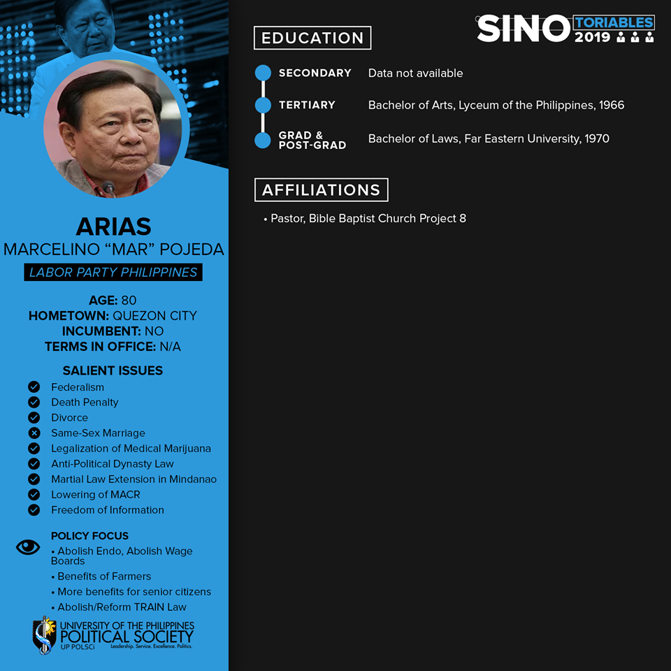 Arias, Marcelino “Mar” Pojeda (Labor Party Philippines)